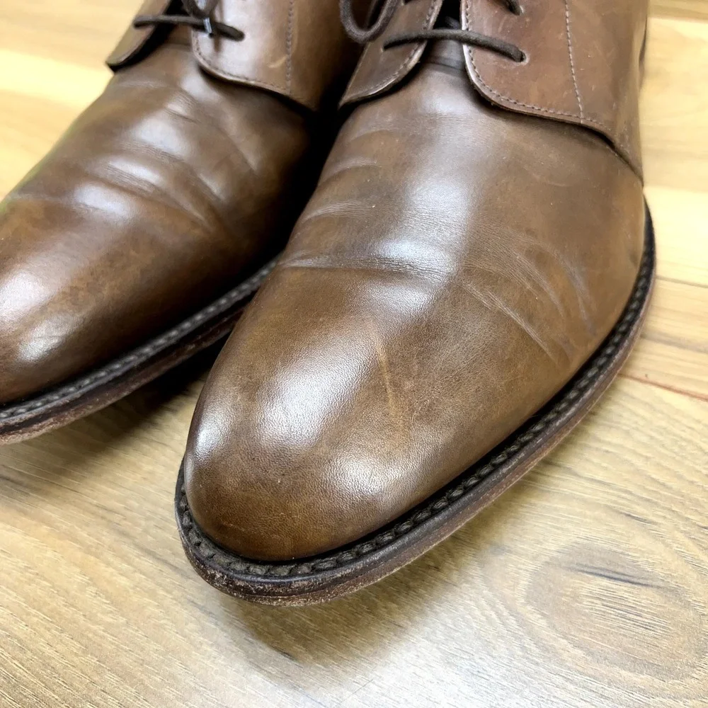 Mens Brown Leather UK 8.5 US 9.5 Goodyear welted Lace Up Oxford Dress Shoe